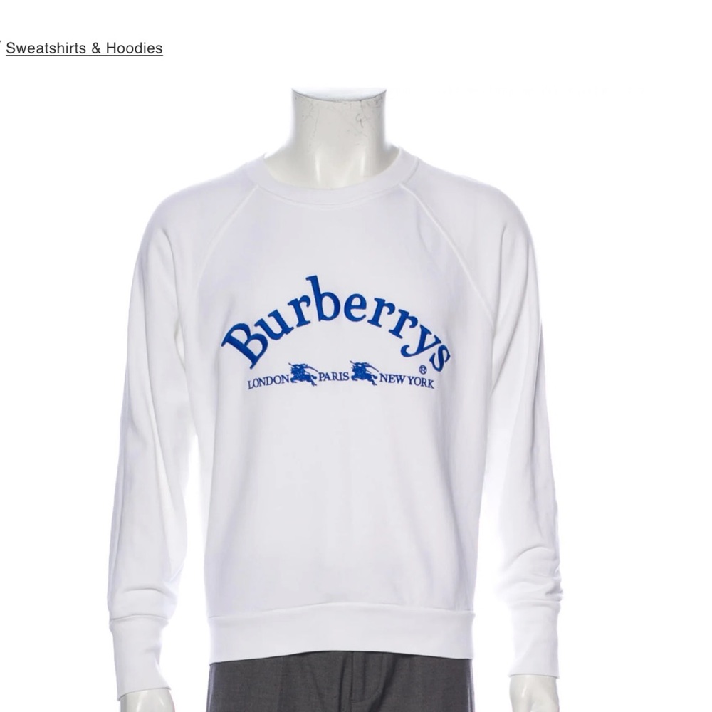 Burberry White Graphic Print Crew Neck Sweatshirt
